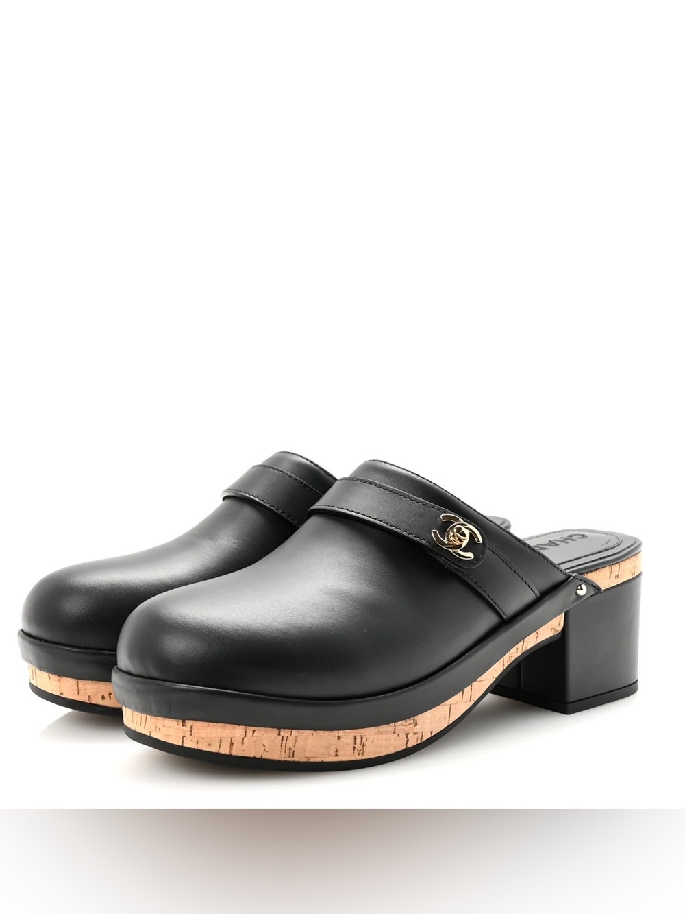 Chanel Interlocking CC leather clog